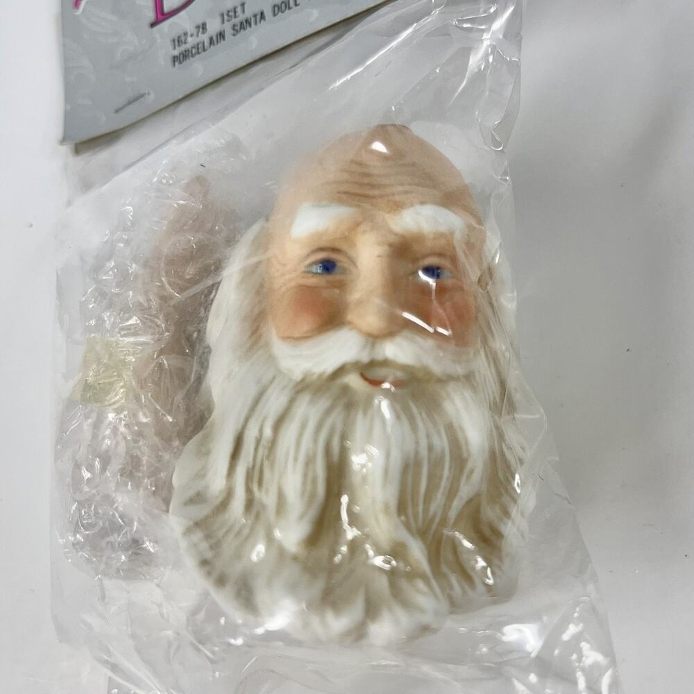 Vintage 1993 Mangelsen's Porcelain SANTA CLAUS Doll Head & Hands Set 3" NOS
